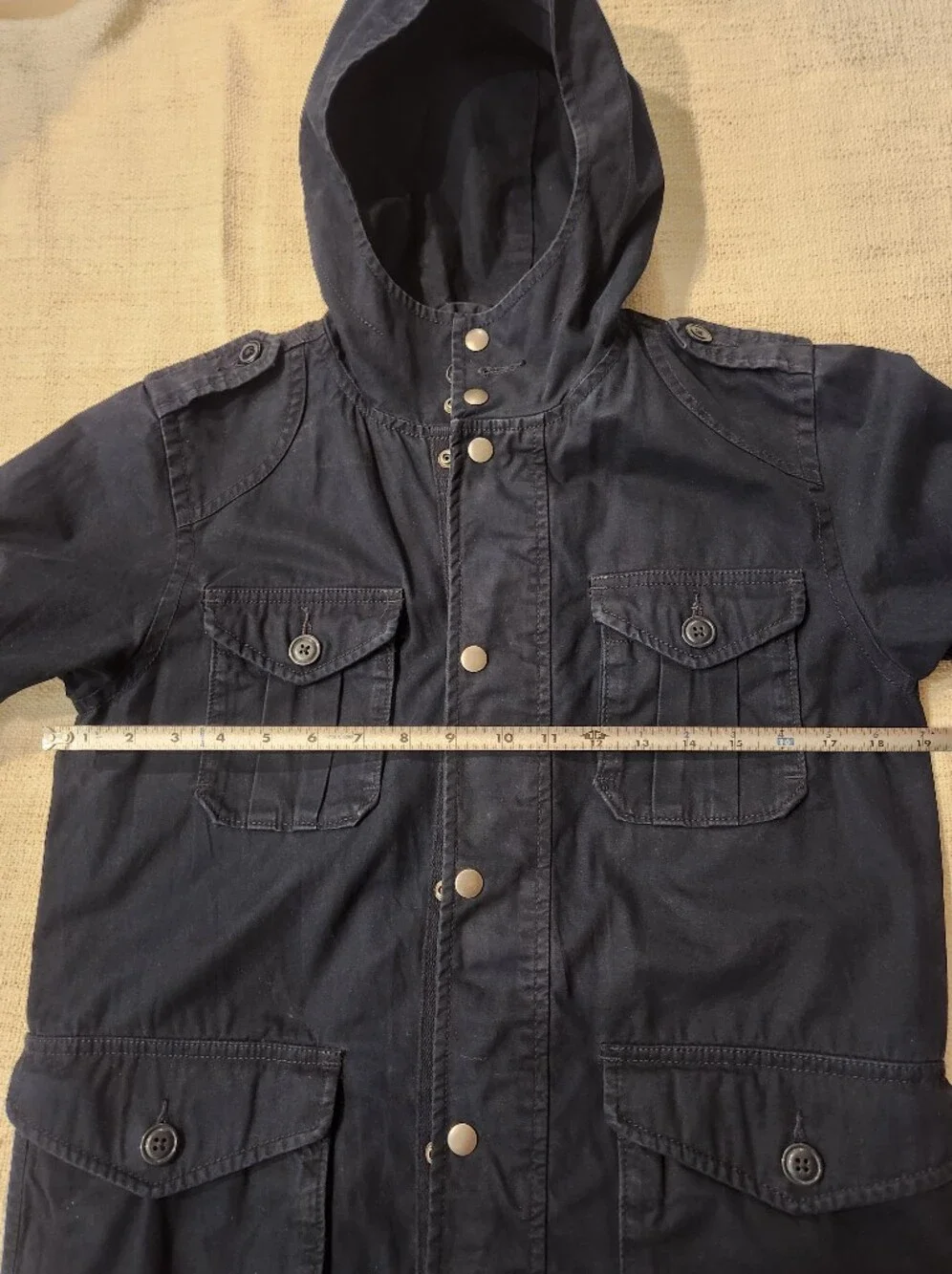 GAP Kids Dark Navy Hooded Field Jacket with Front Flap Pockets